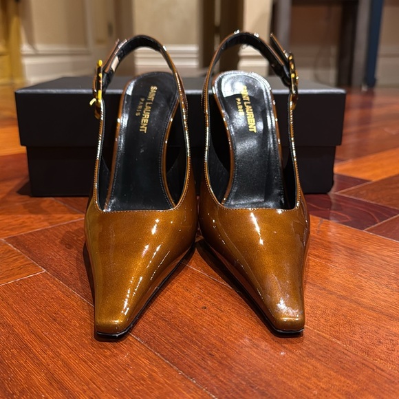 Saint Laurent women’s Dune Slingback Pump size 40 color burnished wood - Picture 8 of 12